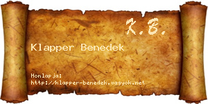 Klapper Benedek névjegykártya